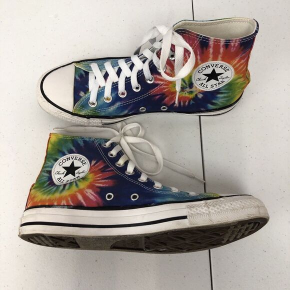 Converse Chuck Taylor All Star Shoes Womens 8.5 Tie Dye High Top Canvas Rainbow - Picture 2 of 12
